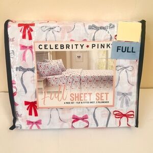 Celebrity Pink and Red Bows Holiday 4 Piece sheets set.